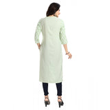 Women's 3/4th Sleeve Viscose Blend Tunic Long Kurti (Green)