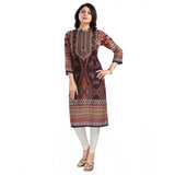 Women's 3/4th Sleeve Masleen Tunic Long Kurti (Brown)