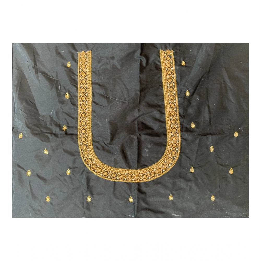 Women's Cotton Silk Self Design Unstitched Blouse Piece (Black, 80-100 cm)