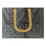 Women's Cotton Silk Self Design Unstitched Blouse Piece (Black, 80-100 cm)