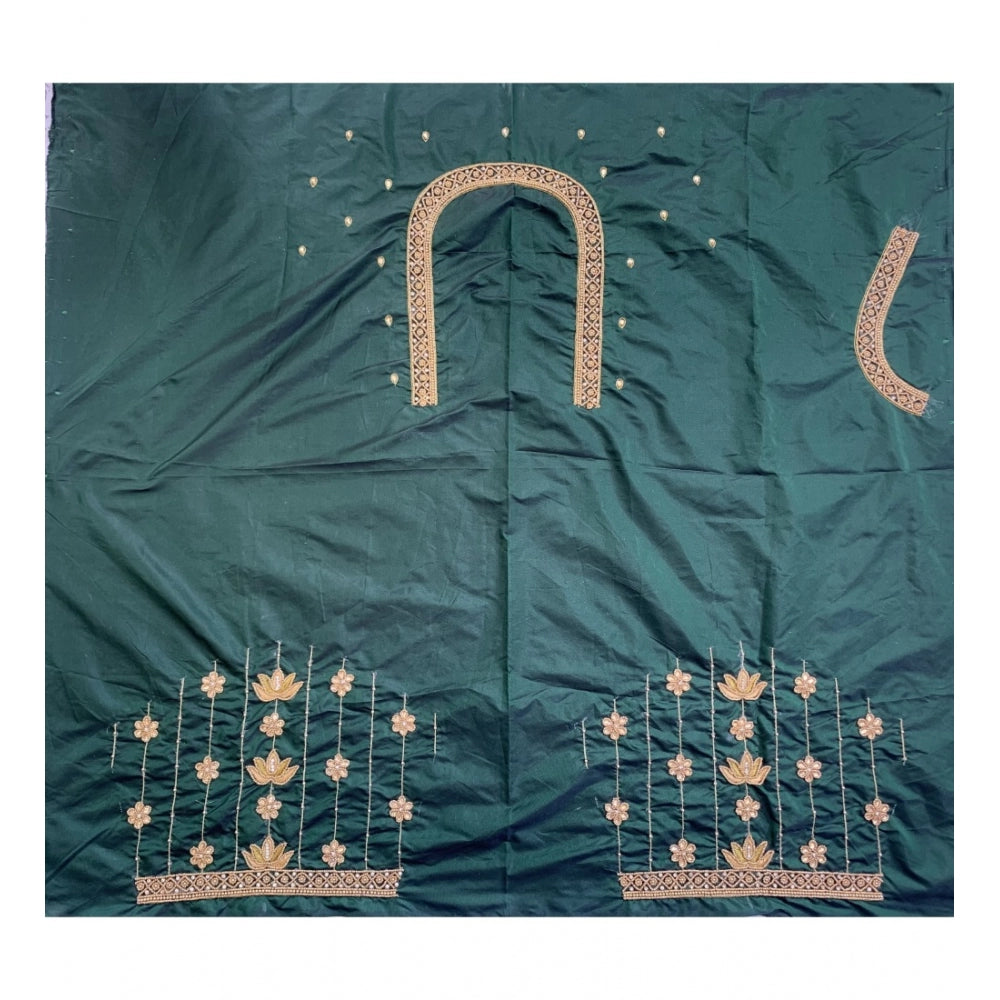 Women's Cotton Silk Self Design Unstitched Blouse Piece (Dark Green, 80-100 cm)