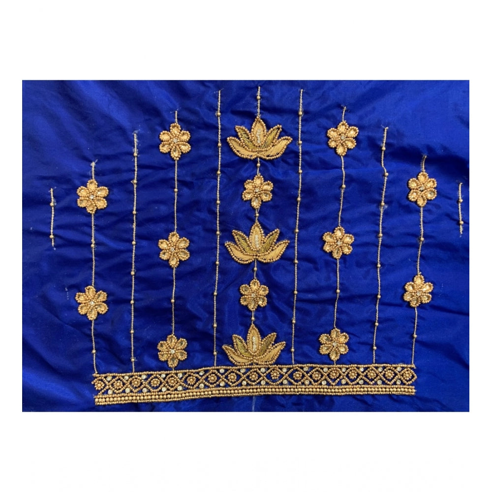 Women's Cotton Silk Self Design Unstitched Blouse Piece (Blue, 80-100 cm)