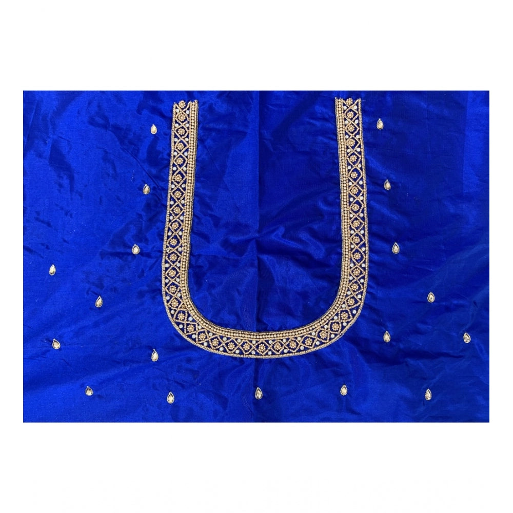 Women's Cotton Silk Self Design Unstitched Blouse Piece (Blue, 80-100 cm)