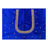 Women's Cotton Silk Self Design Unstitched Blouse Piece (Blue, 80-100 cm)