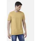 Men's Casual Half sleeve Solid Polyester Crew Neck T-shirt (Sand)