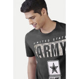 Men's Casual Half sleeve Printed Cotton Round Neck T-shirt (Dark Grey)