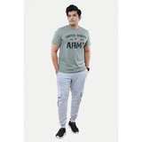 Men's Casual Half sleeve Printed Cotton Crew Neck T-shirt (Grey)