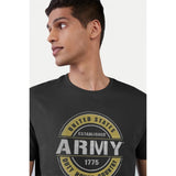 Men's Casual Half sleeve Printed Cotton Crew Neck T-shirt (Black)