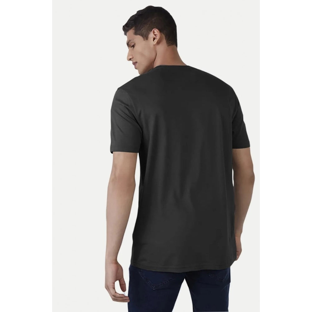 Men's Casual Half sleeve Printed Cotton Crew Neck T-shirt (Black)