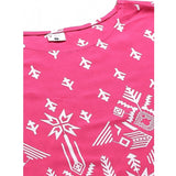 Women's Casual Short Sleeve Printed Rayon Pajama Set (Pink)