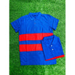 Men's Casual Short Sleeves Cotton Polo Neck T-shirt (Blue)