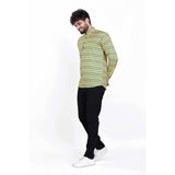 Men's Cotton Blended Printed Full Sleeve Shortkurta (Multicolor)