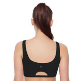 Women's Cotton Low Impact Non-Padded, Non-Wired, High-Coverage Bra (Black)