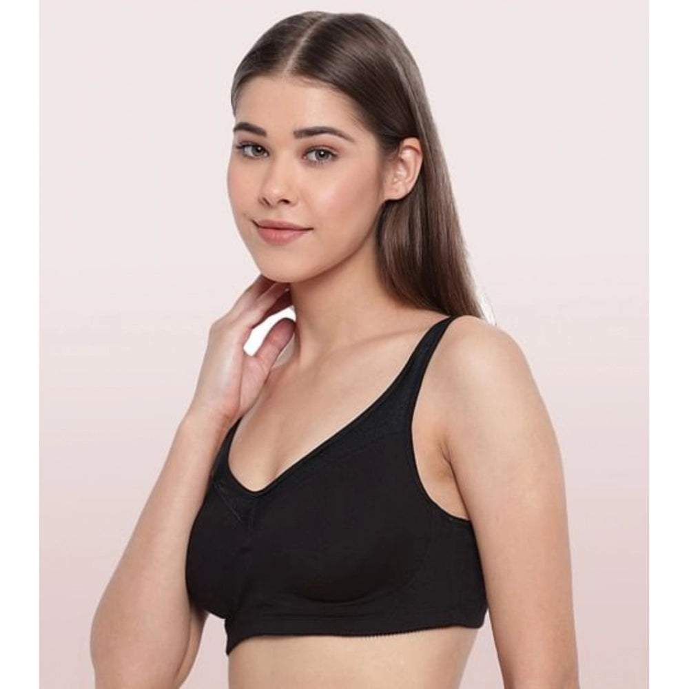 Women's Cotton Full Support Bra (Black)