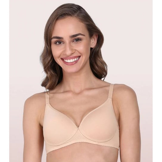 Women's Cotton Non-Wired &amp; Medium Coverage T-Shirt Bra (Skin)