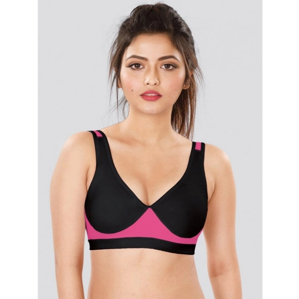 Women's 4D Stretch Sports Bra (Black-Pink)
