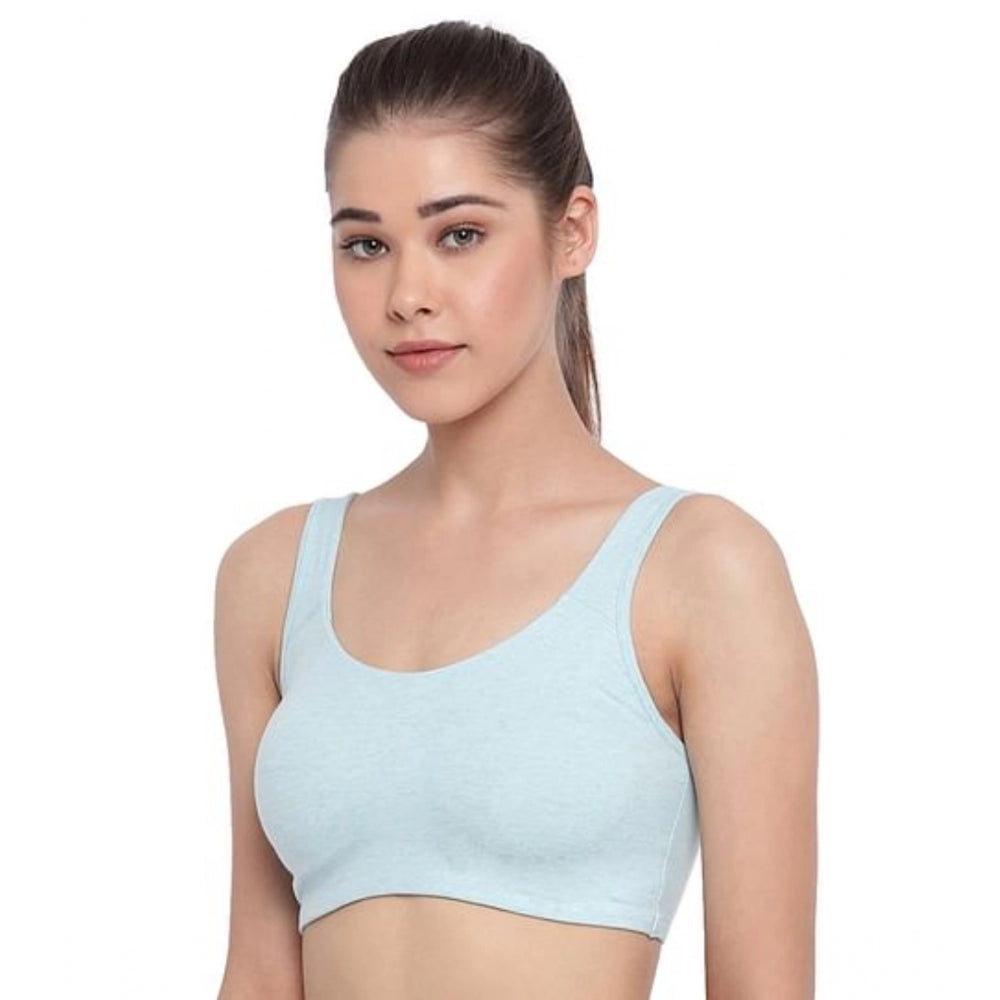 Women's Cotton Low Impact Non-Padded, Non-Wired, High-Coverage Bra (Capri-Melange)