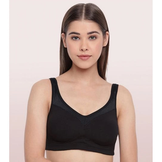 Women's Cotton Full Support Bra (Black)