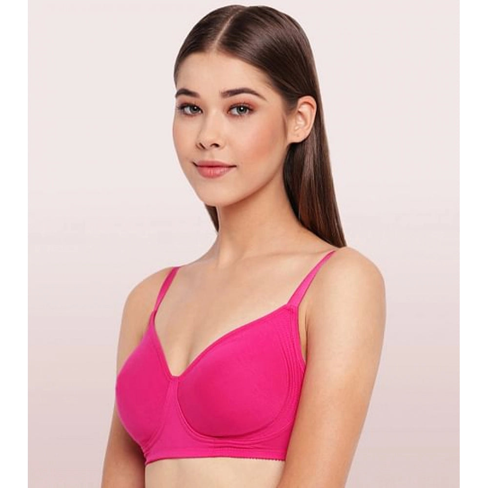 Women's Cotton Everyday Non Padded And Wirefree Bra (Verry-Berry)