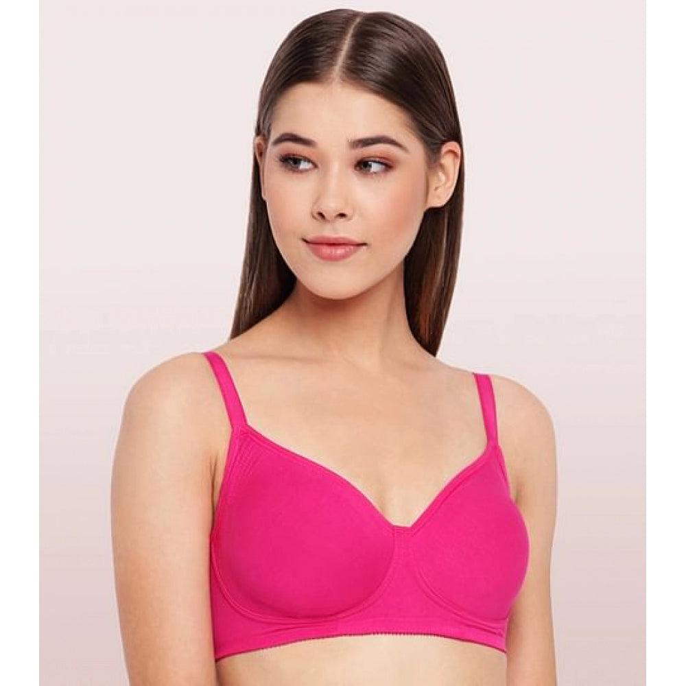 Women's Cotton Everyday Non Padded And Wirefree Bra (Verry-Berry)