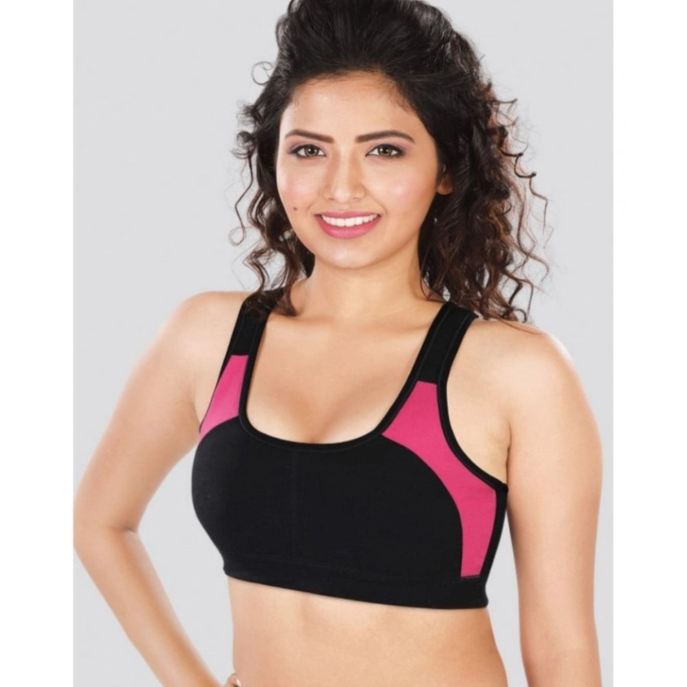 Women's 4D Stretch Sports Bra (Black-Pink)