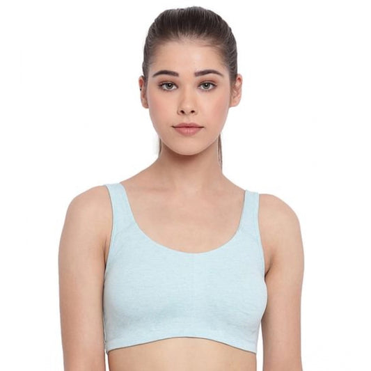 Women's Cotton Low Impact Non-Padded, Non-Wired, High-Coverage Bra (Capri-Melange)