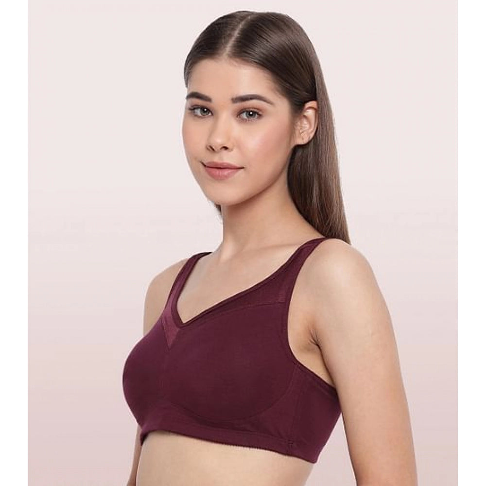 Women's Cotton Full Support Bra (GrapeWine)