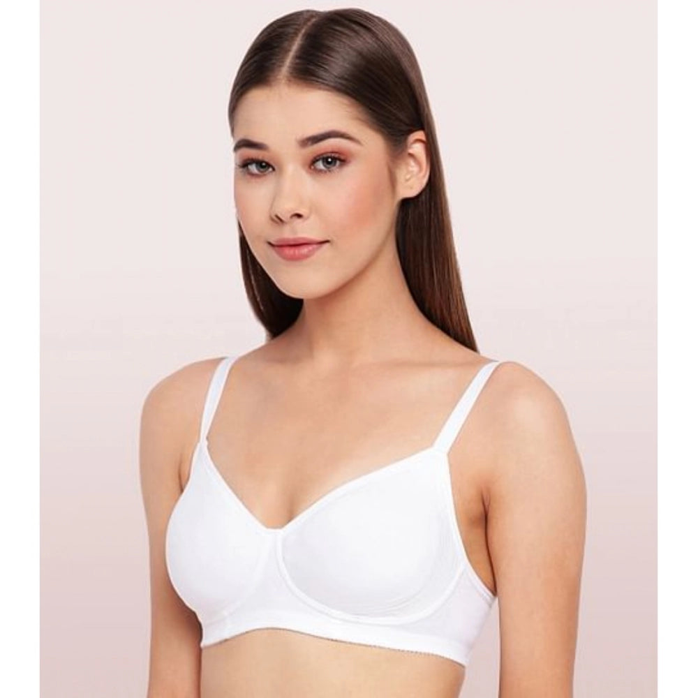 Women's Cotton Everyday Non Padded And Wirefree Bra (White)