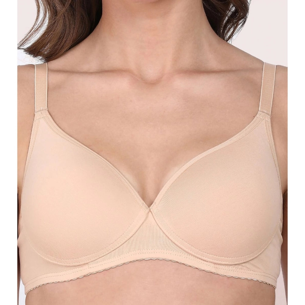 Women's Cotton Non-Wired &amp; Medium Coverage T-Shirt Bra (Skin)