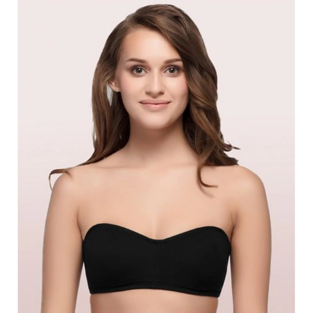 Women's Cotton Strapless Bra (Black)