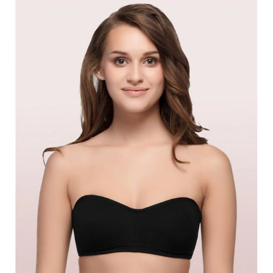 Women's Cotton Strapless Bra (Black)