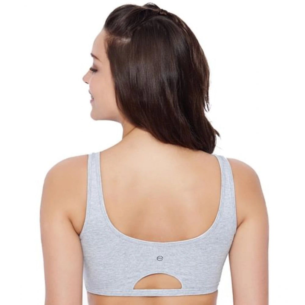 Women's Cotton Low Impact Non-Padded, Non-Wired, High-Coverage Bra (Grey-Melange)
