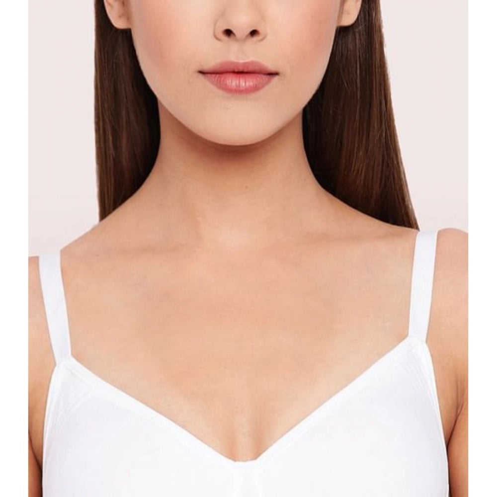 Women's Cotton Everyday Non Padded And Wirefree Bra (White)