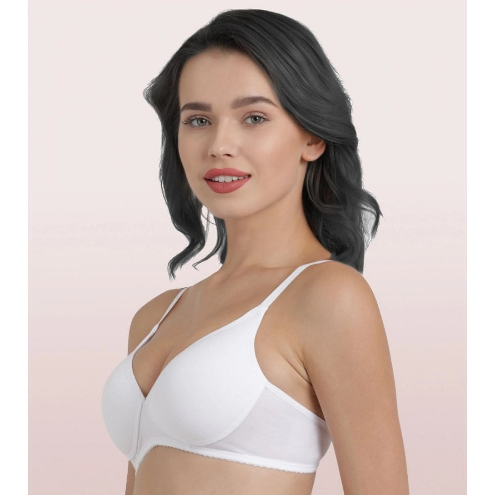 Women's Cotton Non-Wired &amp; Medium Coverage T-Shirt Bra (White)