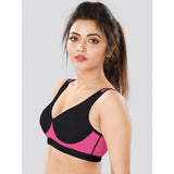 Women's 4D Stretch Sports Bra (Black-Pink)