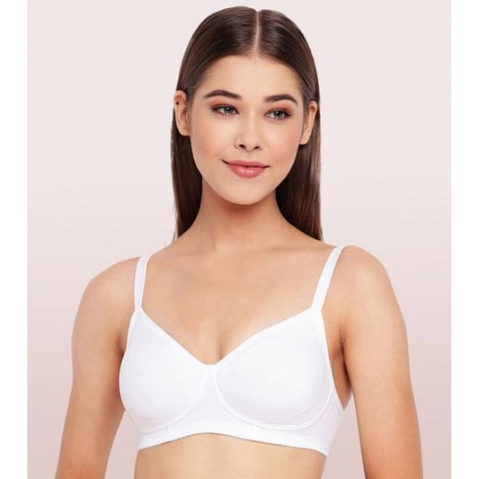 Women's Cotton Everyday Non Padded And Wirefree Bra (White)