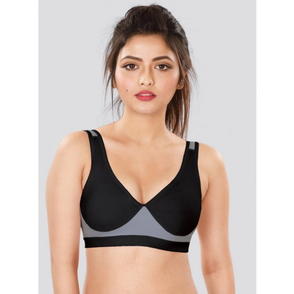 Women's 4D Stretch Sports Bra (Black-Grey)