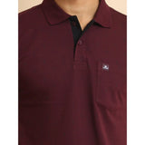 Generic Men's Casual Cotton Printed Polo Neck Half Sleeve T-Shirt (Wine)