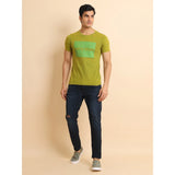 Generic Men's Casual Cotton Printed Round Neck Half Sleeve T-Shirt (Green)