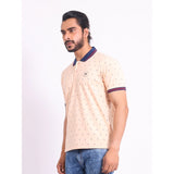 Generic Men's Casual Cotton Printed Polo Neck Half Sleeve T-Shirt (Peach)