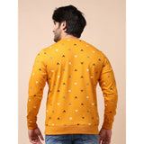 Men's Casual Cotton Printed Round Neck Full Sleeve Sweat T-Shirt (Mustard)