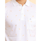 Generic Men's Casual Cotton Printed Polo Neck Half Sleeve T-Shirt (White)