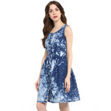 Generic Women's Denim Tie &amp; Dye Sleeveless Above Knee Dress (Blue)