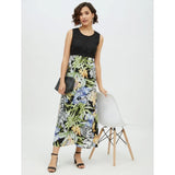 Generic Women's Rayon Floral Sleeveless Calf-length Dress (Multicolor)