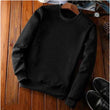 Men's Casual Fleece Solid Round Neck Long Sleeves Sweatshirt (Black)