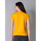 Women's Cotton Blended Solid Round Neck Half Sleeve T-Shirt (Mustard)