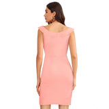 Generic Women's Knitting stretchable Solid Round Neck Sleeveless Dress (Peach)