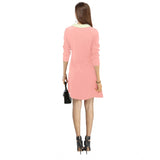 Generic Women's Polyester Solid Collar 3-4th Dress (Peach)