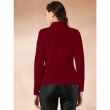 Generic Women's Polyester Solid High Neck Full Sleeve T-Shirt (Maroon)
