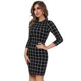 Women's Polyester Solid High Neck Full Sleeve Dress (Black)